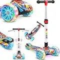 Kidiz® Roller Kinder Scooter X-Pro2 Dreiradscooter mit PU LED Leuchtenden Räder Kinderroller faltbar Tret-Roller höhenverstellbarer Cityroller Kinderscooter für Jungen Mädchen 3-12 Jahre (Graffitiz)