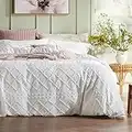 Bedsure Duvet Cover King Size - King Duvet Cover Set, Boho King Bedding Set for All Seasons, 3 Pieces Embroidery Shabby Chic Spring Bedding Duvet Covers (White, King, 104x90)