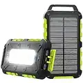 Cargador Solar 20000mAh Batería Externa Portátil Banco de Energía Solar con Panel Solar y Linterna LED,Carga Rápida con 2 USB Puertos Imperable para Movil Ordenador Cámping Emergencia Verde