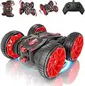 MaxTronic Coche Teledirigido Niños 3 4 5 6 7 8 Años, Divertida Acrobacia de Volteo 360°Rotación Doble Cara Monster Truck, 4WD RC Coche 2.4GHz Coche de Juguete y Luz LED, Regalo para Niños Años