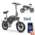 DYU Bicicletta Elettrica Pieghevole,‎14 pollici Portatile E-bike,Smart Bici Elettrica Pedalata Assistita con LCD Display, App Mobile-Supporto,Compatta Portatile,Unisex Adulto (Nero,D3+)