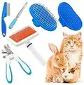 6 kit per toelettatura coniglietto con spazzole per spargimento, pettine per animali domestici, tagliaunghie per animali domestici, spazzola per la toelettatura, pettine per massaggi