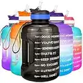 BuildLife Water Bottles with Straw - 2.2 Litre Gym Drinks Bottle Time Marked Daily Motivational Half Gallon Water Bottle for Fitness Sports Outdoor (2.2 Litre, Black)