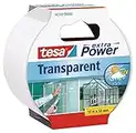 Tesa extra Power Clear Duct Tape - Cinta impermeable de reparación transparente para exteriores, 10 m x 50 mm