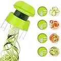 4 en 1 Cortador de Verduras Espiralizador de Verduras Rallador de Verduras, Calabacin Pasta Espiralizador Vegetal, Espaguetis de Calabacin, Cortador en Espiral Manual Adecuado para Zanahorias, Pepinos