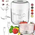 JasCherry 2 Pezzi Mini Tritatutto Elettrico, Frullatore per Aglio con Ricarica USB e 3 Lame Affilate, Piccolo Robot da Cucina per Alimenti per Bambini, Pepe, Frutta, Verdura(250 + 100 ml)