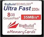 eMemoryCards Scheda di memoria 8GB Ultra Fast 35MB/s CompactFlash compatibile con Canon 10D/20D/30D/40D/50D/1D/1Ds/5D/5Ds/7D Mark I/II/III/IV, Nikon D, Olympus E, Sony Alpha, Leica S D-Cameras