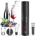 5 in 1 Electric Wine Opener Chargeable Automatic Wine Bottle Cordless Corkscrew Set with USB Charging Cable, Wine Foil Cutter, Wine Stopper, Aerator Pourer