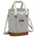 Kato Tirrinia Bolsa para 6 Botellas de refrigerador aislada para Vino, Bolsa de Vino portátil con Correa para Picnic, Fiesta, Camping, cata de vinos, Rayas Beige, 27 x 20 x 35 cm