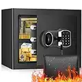 1.2 Cub Home Safe Fireproof Waterproof, Fireproof Safe Box with Fireproof Money Bag, Digital Keypad Key and Removable Shelf, Personal Security Safe for Home Firearm Money Medicines Valuables