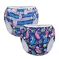 Teamoy 2pcs Pannolino da Nuoto Riutilizzabile Unisex Bambini, Pannolino da Piscina, Pannolini Mare per Bambini 0-3 anni, Delfino+ Maiale adorabile