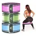 Set of 3 Booty Bands - Fabric Resistance Stretch Bands - Workout Fitness Squat Equipment - Non Slip - Elastic Workout Exercise Bands for Women - Glutes Thighs Legs Hip Butt