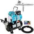 Iwata Eclipse HP CS Airbrush Set with 1/5 hp Cool Runner II Dual Fan Air Tank Compressor System Kit, Professional All-Purpose Dual-Action Gravity Feed Airbrush, 0.35mm tip, Hose, Holder, How-To Guide