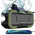 Libovgogo DF-580B Radio de emergencia portátil AM/FM solar con linterna, lámpara de lectura LED, panel solar, 5000 mAh, banco de energía al aire libre, camping, radio dinamo