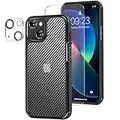 Amizee Cover Compatibile con iPhone 13 Mini [Protezione di Grado Militare] con Vetro Temperato e Pellicola Fotocamera Custodia dal Retro Resistente ai Graffi - Nero