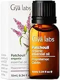 Gya Labs Aceite pachulí orgánico para difusor y aromaterapia - Aceite esencial pachulí 100% puro grado terapéutico orgánico para piel - Aceite para cuerpo, perfume y fabricación de velas (10ml)