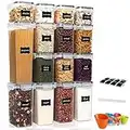 SHJOEE 15Pcs Contenitori Alimentari per Cereali Set Contenitori Ermetici Alimentari Plastica con Coperchio per Alimenti Utilizzato per la Conservazione di Pasta Cereali Muesli Farina 2.8L 2L 1.4L 0.8L