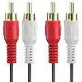 Fosmon Cable RCA (1.8M) 2RCA Male a 2RCA Male Estéreo Audio Cable, Compuesto Audio [Derecha/Izquierda] 2 RCA Enchufe M/M Conector Rojo & Blanco para A/V Receptor, Amplificador, Proyector, Casa Teatro