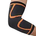 isermeo Coudiere, Manchon de Compression Bras, Soulagement de la Tendinite du Coude, Maintien du Bras, Coude Manche De Compression Pour Soutien Du Coude- Sport Tennis, Golf, Basket-Ball, Orange, M