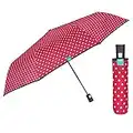 PERLETTI Ombrello Portatile Rosso con Pois Bianchi - Ombrellino Pieghevole Antivento Resistente Automatico - Ombrello Piccolo Donna Elegante Mini - Apertura Automatica Diametro 96 cm (Rosso con Pois)