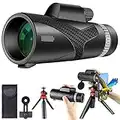 GOHHME 12X50 HD Telescopio Monocular Para Adultos con Soporte para Teléfono Inteligente y Trípode Actualizado, BAK4 Prism Monocular de Mano Impermeable para Senderismo Observación de aves Caza Camping