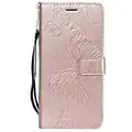 DENDICO Cover iPhone 7 Plus, Cover iPhone 8 Plus (5.5"), Pelle Portafoglio Custodia per Apple iPhone 7 Plus / 8 Plus Custodia a Libro con Funzione di appoggio e Porta Carte di cRossoito - Oro Rosa