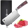 PAUDIN Cleaver Knife, Ultra Sharp Meat Cleaver 7 Inch, High Carbon Stainless Steel Butcher Knife with Wooden Handle, Chinese Cleaver for Meat Cutting Vegetable Slicing