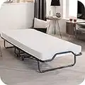 Beautissu Lit Invité 90 x 200 cm Venetia – Lit d’Appoint Durable avec Matelas à Noyau en Mousse 10,5 cm – Lit Voyage Pliant avec Cadre en Acier Stable, 4 roulettes & Housse de Protection