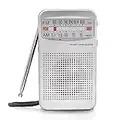 AM FM Portable Pocket Radio, Compact Transistor Radios - Best Reception, Loud Speaker, Earphone Jack, Long Lasting, 2 AA Battery Operated (Silver)