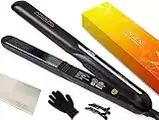 ANGENIL Argan Oil Hair Straighteners for Women, Professional Ceramic Titanium and Curler 2 in 1, LCD Display, Fast Heating, Flat Iron 1 Inch All Types, Black, 16.0 ounces, 1.0 count