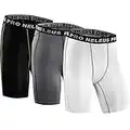 Neleus - Pantaloncini a compressione da uomo, confezione da 3 047# Confezione da 3: nero, grigio, bianco S