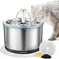 Fontaine à eau automatique pour chat et chien en acier inoxydable 2,5 l silencieuse pour chat et chien avec veilleuse LED et filtre à charbon actif (fontaine à boire en acier inoxydable 2,5 l)