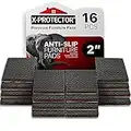 X-PROTECTOR Non Slip Furniture Pads - Premium 16 pcs 2" Furniture Grippers! Best SelfAdhesive Rubber Feet Furniture Feet - Ideal Non Skid Furniture Pad Floor Protectors for Fix in Place Furniture