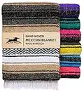 El Paso Designs Mexican Yoga Blanket | Colorful Falsa Serape | Park Blanket, Yoga Towel, Picnic, Beach Blanket, Patio Blanket, Soft Woven Saddle Blanket, Boho Home Décor (Beige)