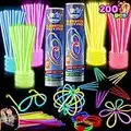 JOYIN Glow Sticks Bulk 200 8" Glowsticks (Total 456 PCs 7 Colors)；Bracelets Glow Necklaces Christmas Halloween Party Supplies Pack, New Year Eve Party