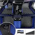 NYMCAR Custom Car Floor Mats for Cars fit Audi BMW Mercedes Benz Mini Smart Maserati Porsche Bentley 2002-2023 (Black Beige+Blue)