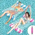 Ousinby Pool Float Hammock 2 pack ，inflatable hammock Inflatable Pool Bed Swimming Pool Hammock Floating Chair Bed Raft Recliner Float Lounger Float Hammock with Infloator Pump for Adults Kids