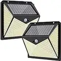 350 LED Solar Lights Outdoor,2 Pack IP65 Waterproof,Motion Sensor Solar Lights,Solar Powered Wall Lights Provide Eco-Friendly High-Brightness Lighting for Yard Garage Fence Garden