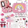 TOGOU2S Maquillaje para Niñas, 39 Piezas Maletin Maquillaje Niñas, Set Maquillaje Niña Lavables, Unicornio Maletin de Maquillaje, Juguetes Niña 3 4 5 6 7 8 9 10-12 Años,, Cumpleaños