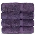 Chakir Turkish Linens 100% Cotton Premium Turkish Towels for Bathroom | 27'' x 54'' (4-Piece Bath Towels - Plum)