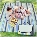 OASMU Picnic Blanket Large 200x200cm, Garden Rugs Outdoor Mat Foldable Park Blanket Waterproof Backing, Oversized Sandproof Beach Blanket Washable Rug for Family Camping on Grass