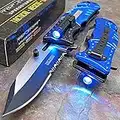 TAC Force Blue Police Assisted Open LED Tactical Rescue Pocket Knife (Basic Pack)