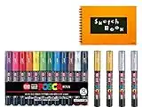 Uni-posca Paint Marker SPECIAL SET (a) , Mitsubishi Pencil, Poster Colour Marking Pens Extra Fine Point 12 Colours (PC-1M12C) , Gold and Silver