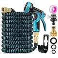 Garden Hose 75FT Garden Retractable Hose with 3/4", 1/2 Fitting and 16mm Universal Adapter Garden Hose with 10 Patterns of Water Spray Guns for Garden Garden Watering Car Washing Pet Bathing etc.