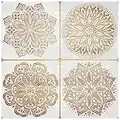 VETPW 4 Piezas Grande Plantillas de Dibujo DIY Plantillas de Mandala, Plantillas de Pintura Reutilizables, Set de Plantillas para Suelos, Ventana, Muebles, Madera, Diseño de Paredes, 30x30CM