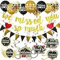 Welcome Home Decorations, 40Pcs We Missed You So Much Banner Balloon Hanging Swirls Kit, Gold Welcome Back Theme Sign Party Supplies, Homecoming Party Decor