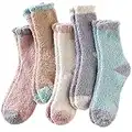 Womens Fuzzy Slipper Winter Socks Warm Cabin Fluffy Fleece Microfiber Cozy Soft Stockings Plush Sleep Home Casual Socks (Solid color)