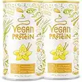 Proteína Vegana - Sabor VAINILLA - Proteína Vegetal de Guisantes, Soja, Arroz y semillas de lino, amaranto, girasol y calabazas germinadas - Vegan protein endulzado con Esteviol - 1200 gr (600gr x 2)