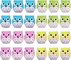 LATERN 24Pcs Mini Owl Pencil Sharpener, 4 Colors Novelty Two Holes Pencil Sharpener with Container for Kids Student Birthday Favours Party Bag Filler (4.5 x 4.3cm)