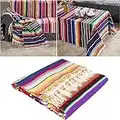 Taimu Mantel de Rayas a Estilo Méxicano, Mantel de Mesa Borlas Serape Arco Iris Manta Manta Cama, Picnic Alfombra Bufanda para Decoraciones de Boda de Christmas Fiesta (150 x 200cm)